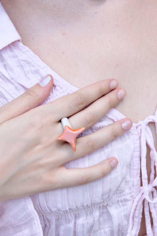 Inel ceramică Pink Star | Ecluze Studio