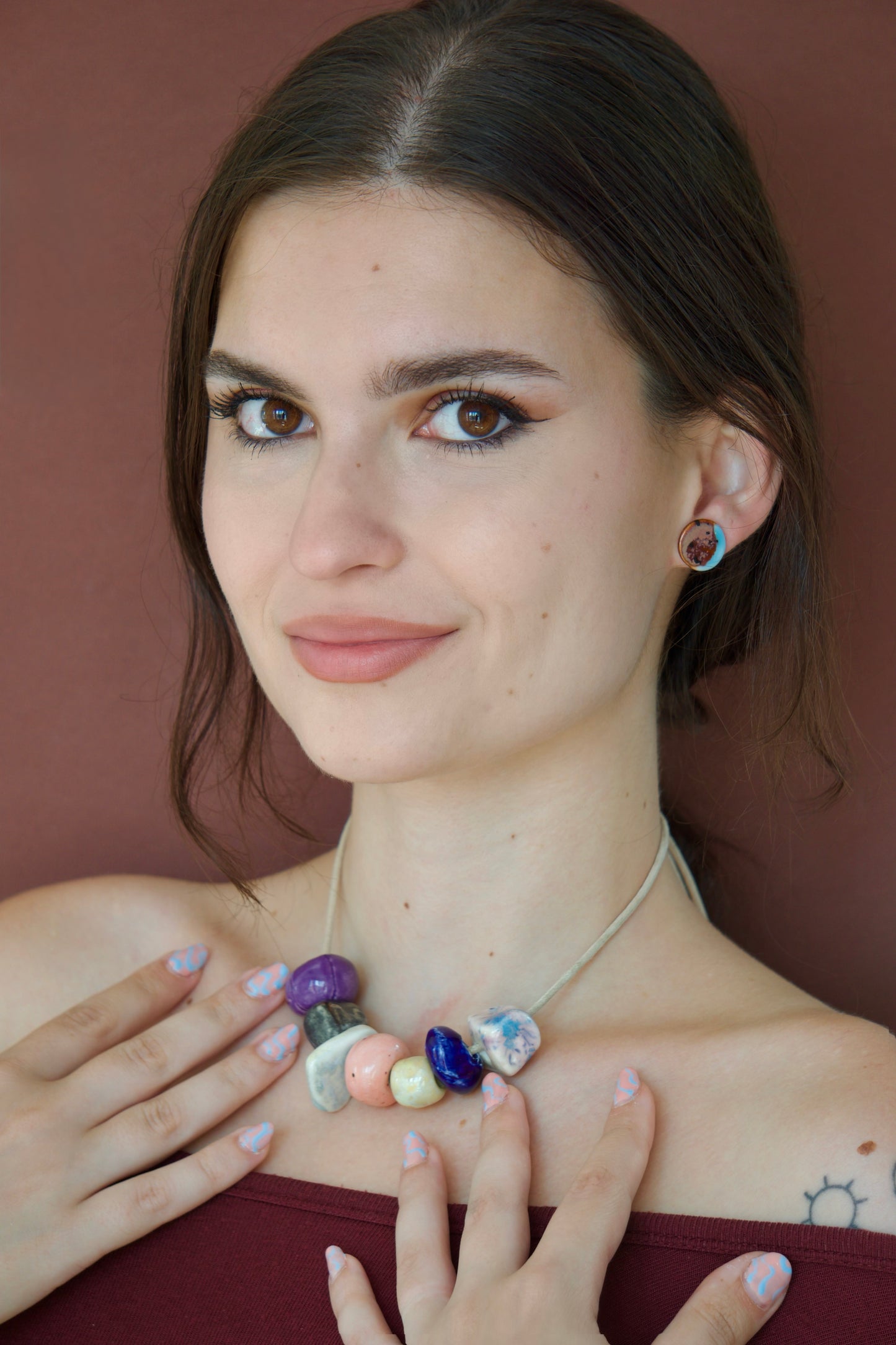 Colier Blue twist cu mărgele/charms