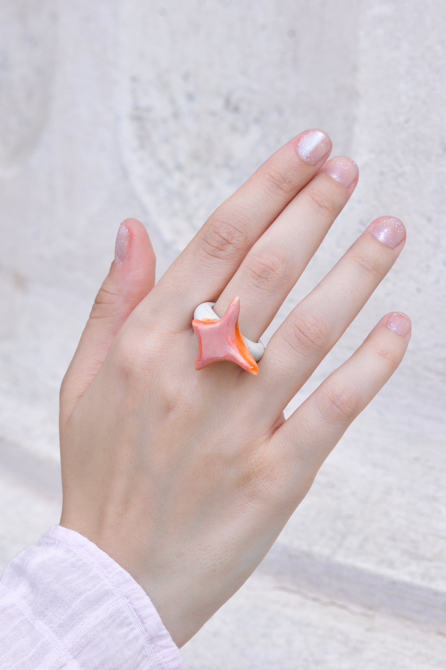 Inel ceramică Pink Star | Ecluze Studio