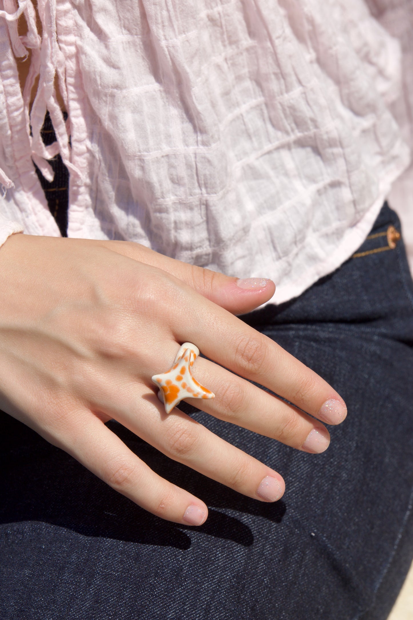 Inel ceramică Coral Star | Ecluze Studio