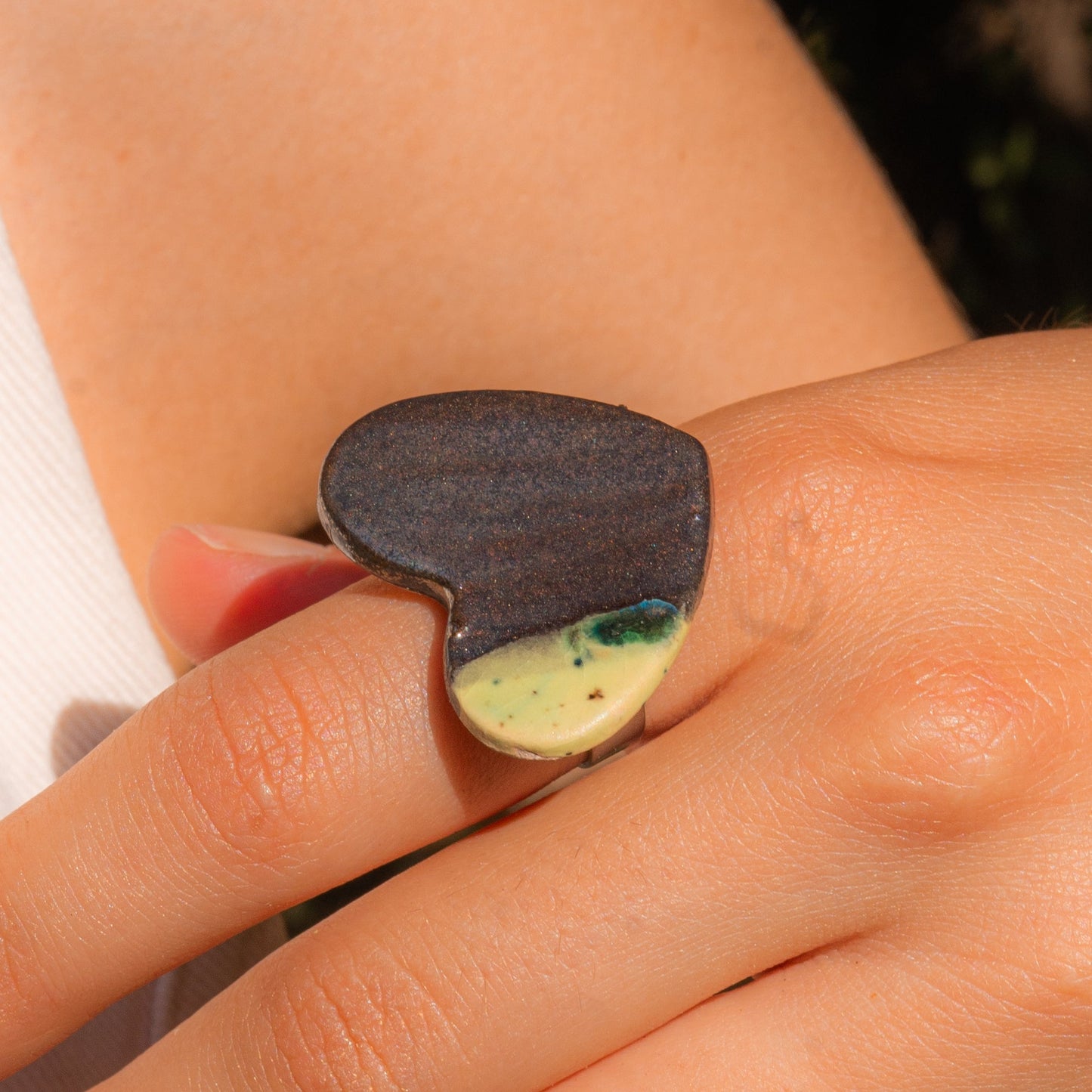 Inel inimă gri metalic | Ecluze Studio