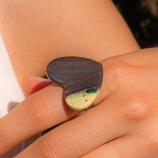 Inel inimă gri metalic | Ecluze Studio