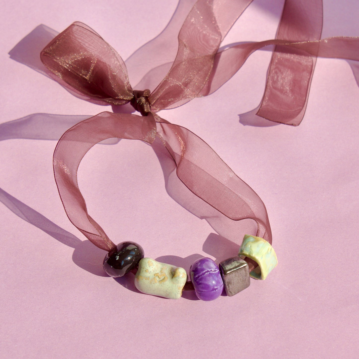 Colier Autumn storm cu mărgele din ceramică | Ecluze Studio