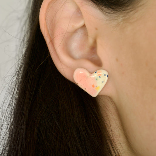 Cercei din ceramică – roz cu accente multicolore | Ecluze Studio