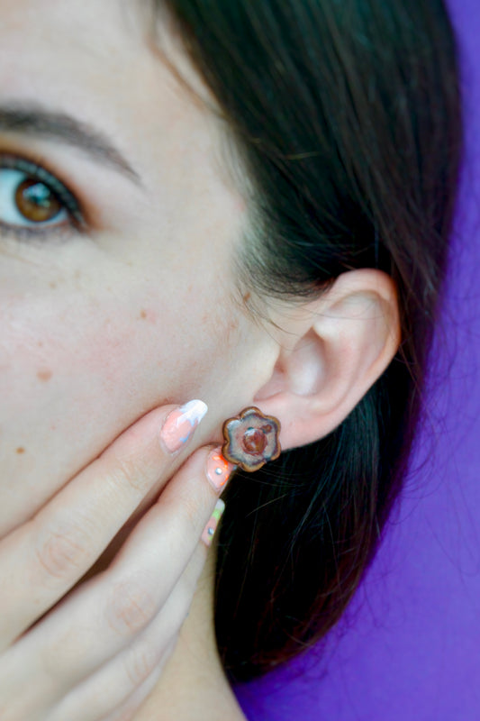 Cercei floare brună | Ecluze Studio