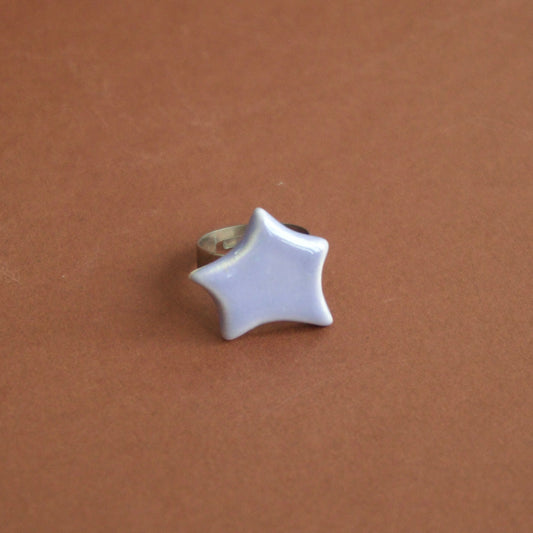 Inel ajustabil din ceramică – Stea mov pastel | Ecluze Studio