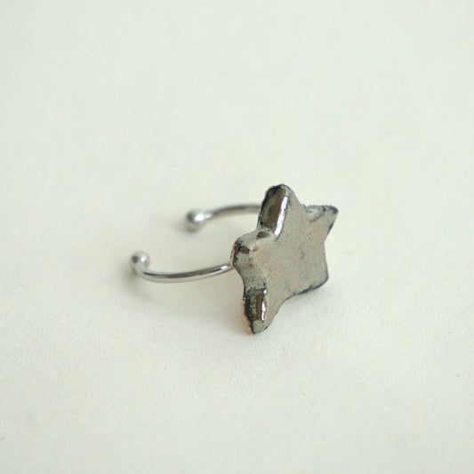 Inel ajustabil din ceramică – Stea Gri Metalic | Ecluze Studio