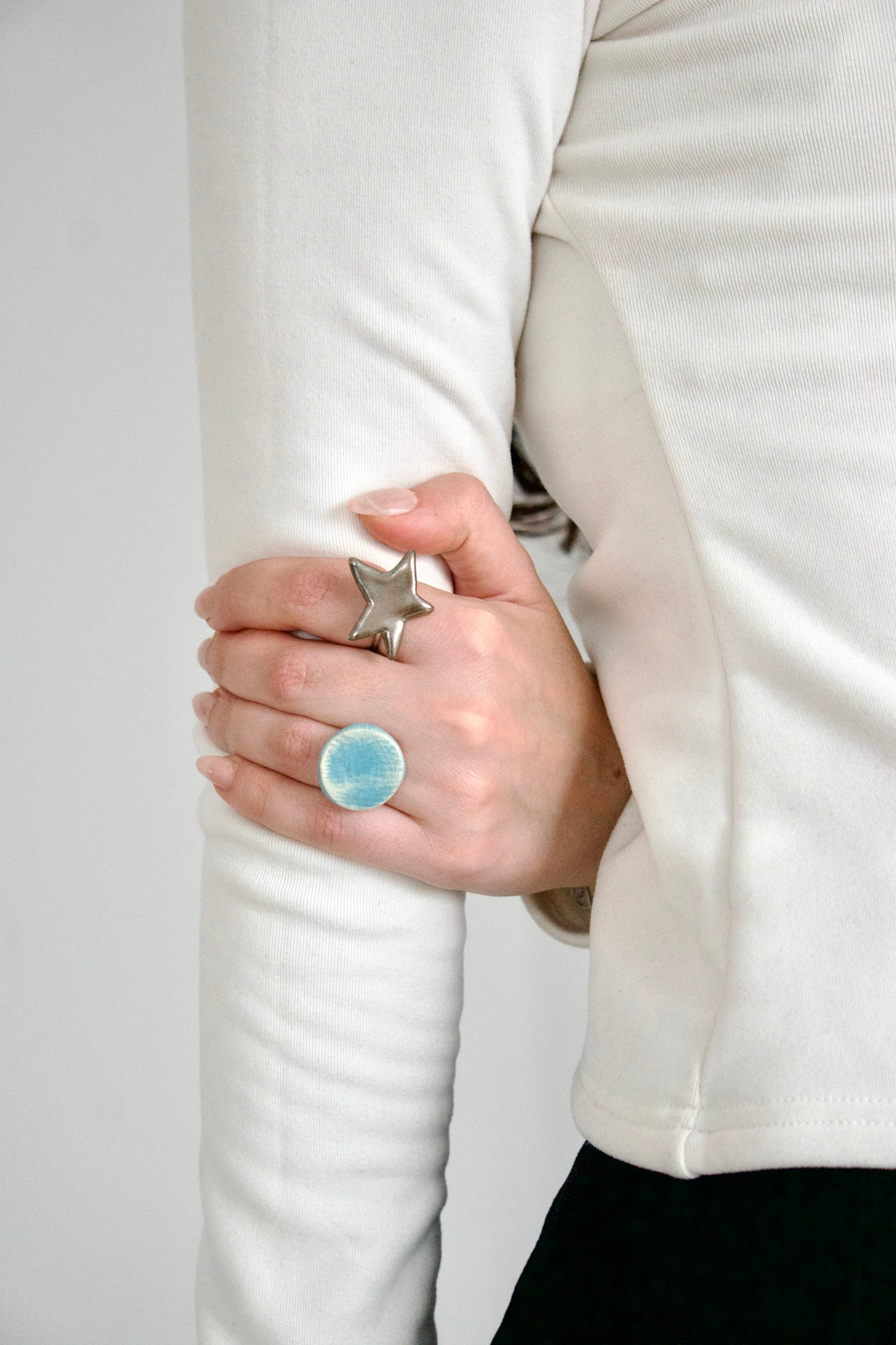 Inel ceramic rotund bleu | Ecluze Studio