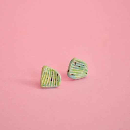 Cercei geometrici verzi din ceramică | Ecluze Studio