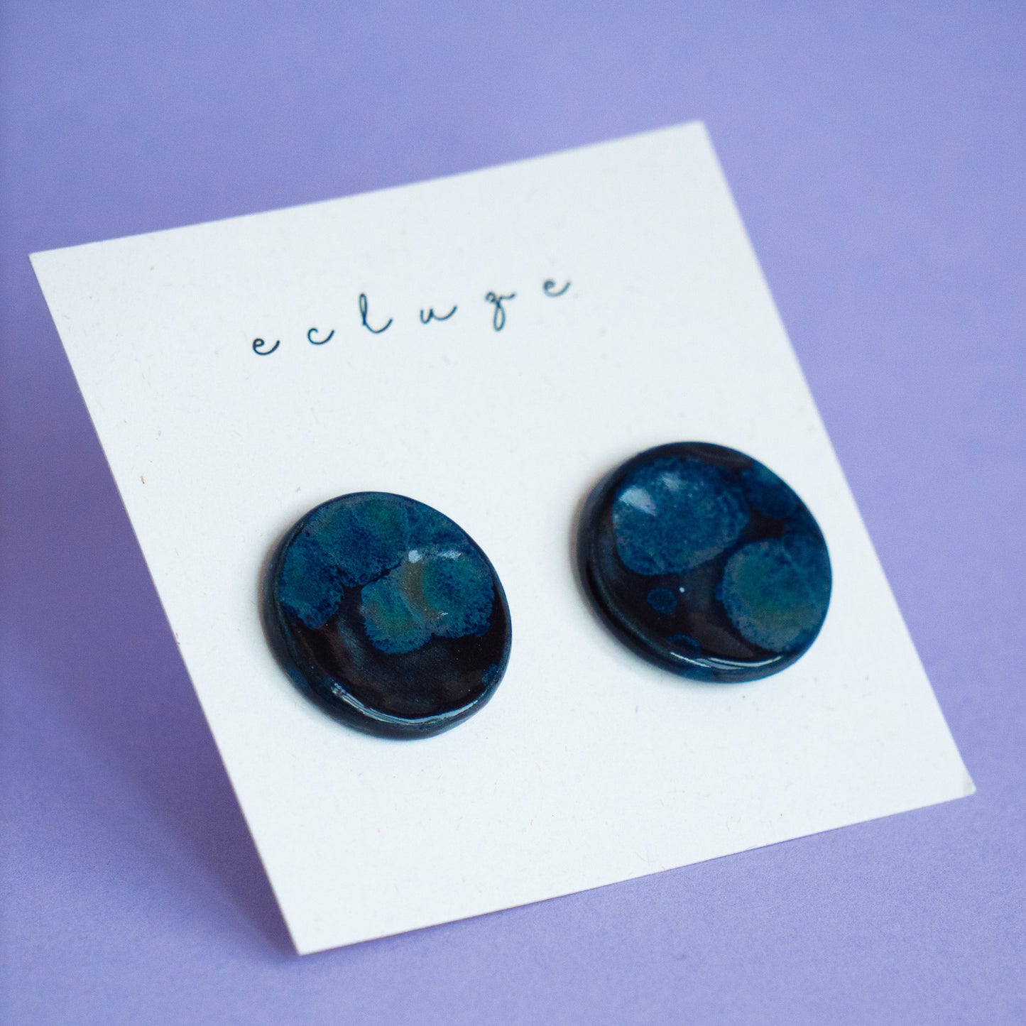 Cercei rotunzi Albastru nocturn | Ecluze Studio