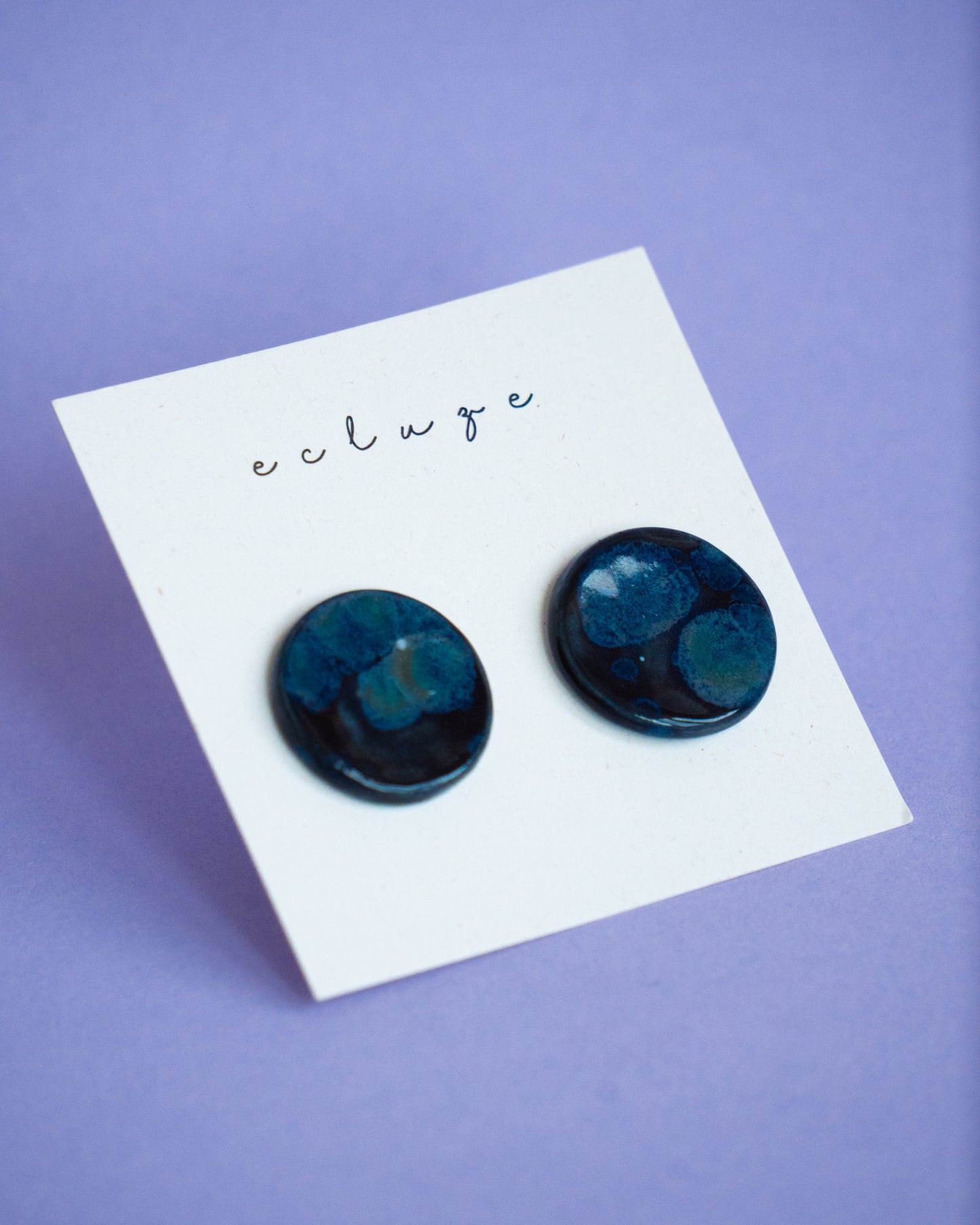 Cercei rotunzi Albastru nocturn | Ecluze Studio