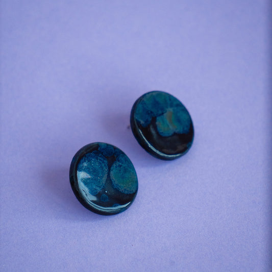 Cercei rotunzi Albastru nocturn | Ecluze Studio