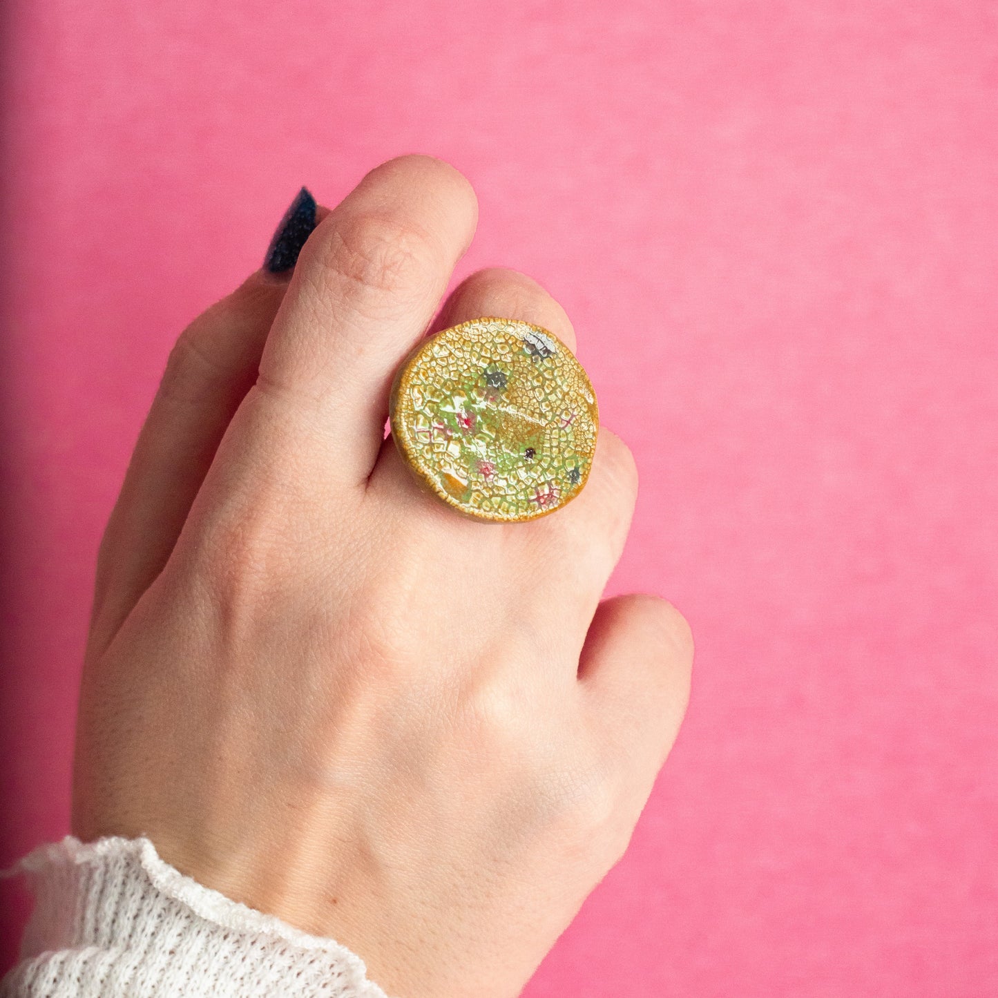 Inel texturat verde | Ecluze Studio