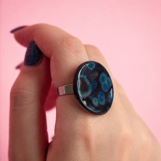 Inel Obsidian Blue| Ecluze Studio