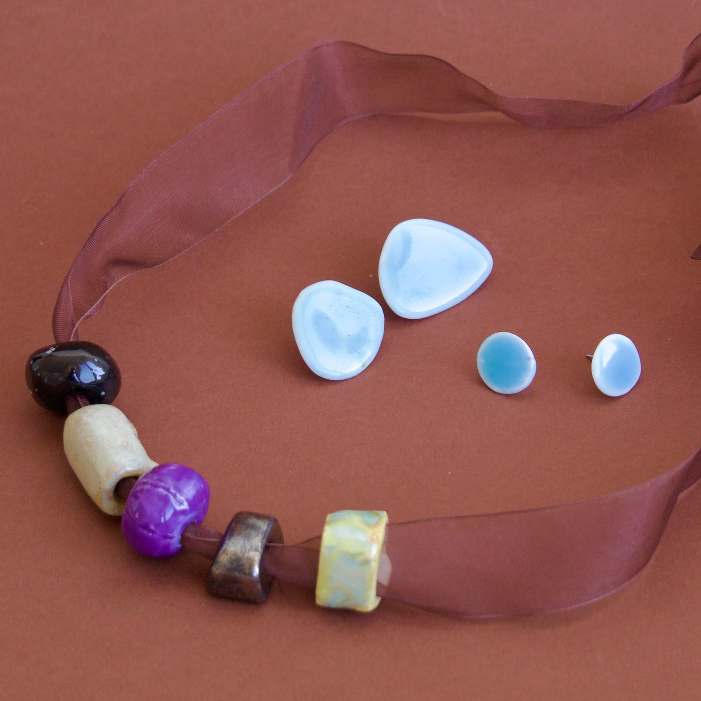 Colier Autumn storm cu mărgele din ceramică | Ecluze Studio