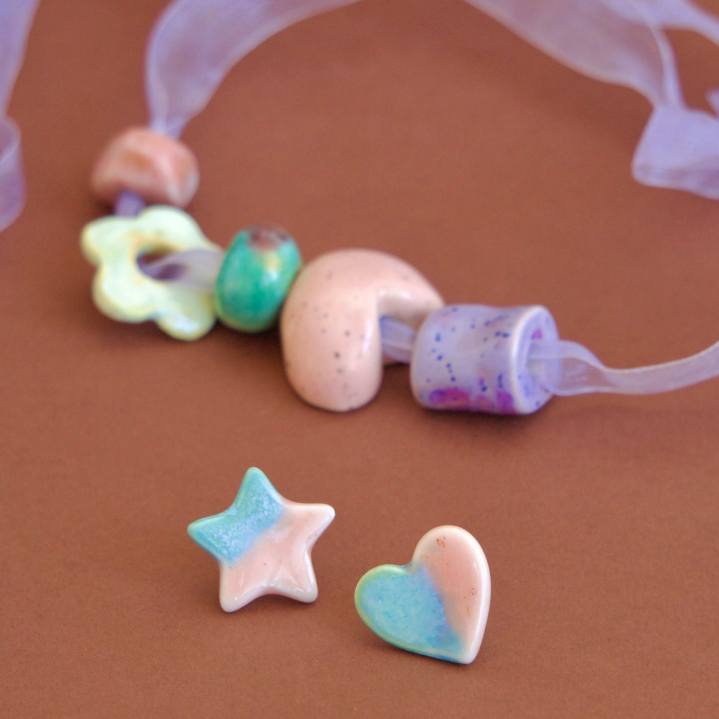 Colier Rose Petal cu mărgele din ceramică | Ecluze Studio