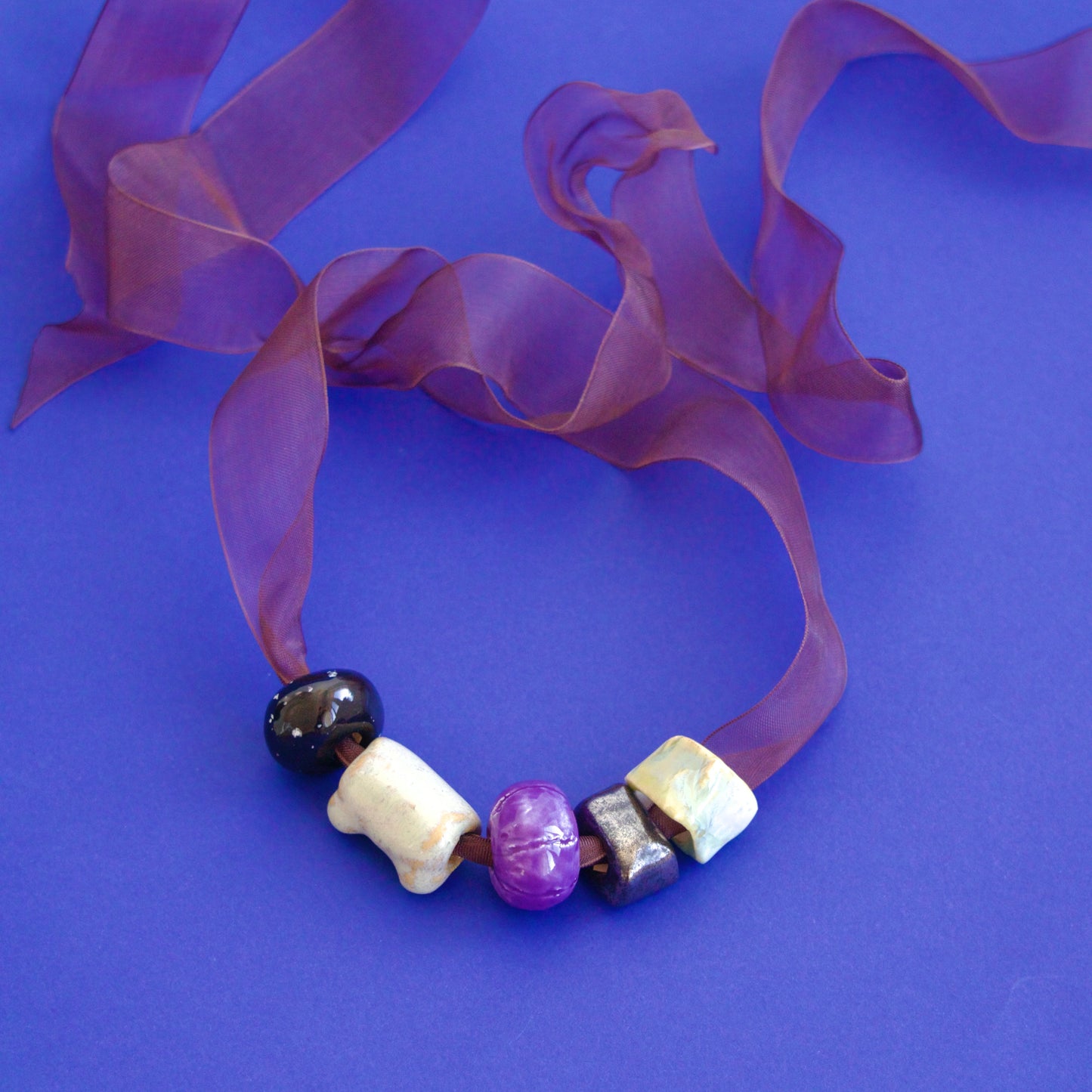 Colier Autumn storm cu mărgele din ceramică | Ecluze Studio