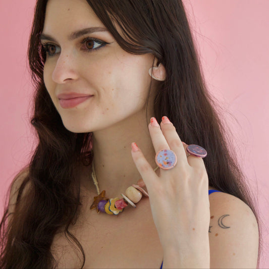 Inel ceramică rotund Mov Pastel | Ecluze Studio