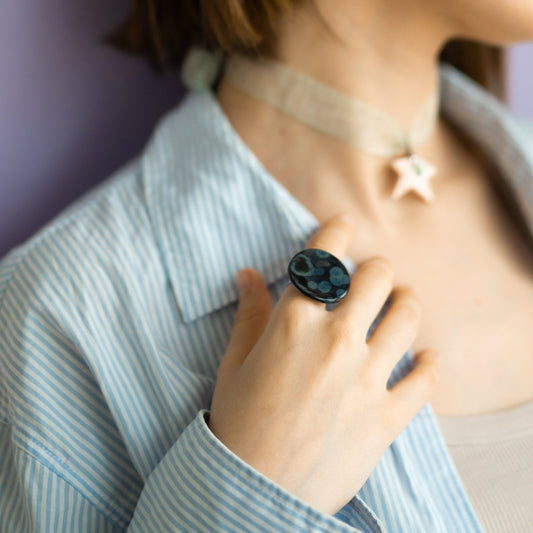 Inel Obsidian Blue| Ecluze Studio