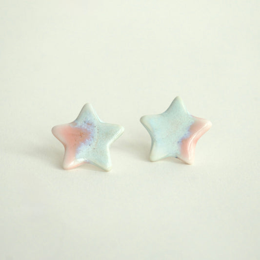 Cercei stea – Coral & bleu pastel | Ecluze Studio