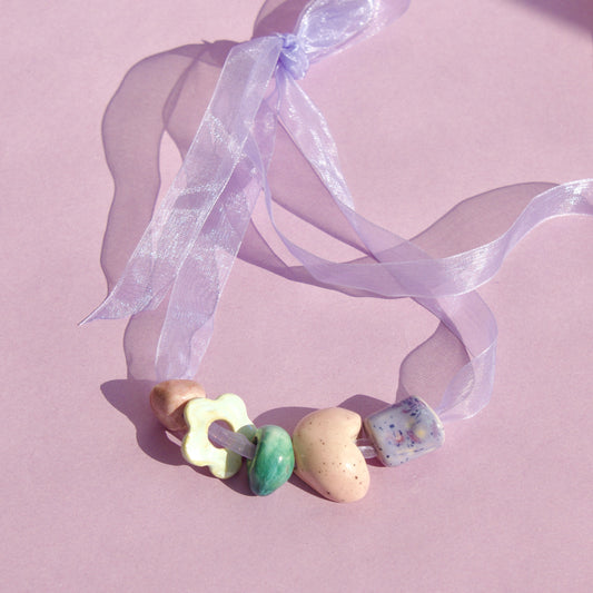 Colier Rose Petal cu mărgele din ceramică | Ecluze Studio